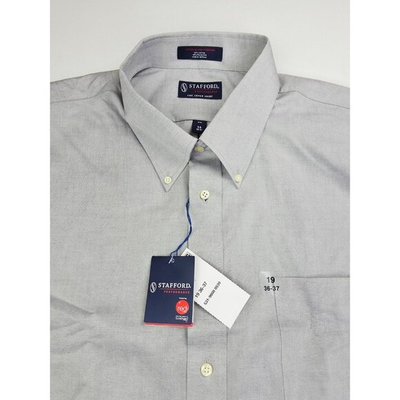 Stafford Performance Big Fit Size 19 36-37 Mens Gray Button Down Super Shirt NWT - Picture 5 of 11